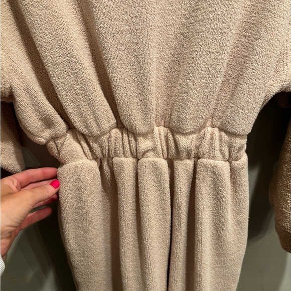 Free People Cream Jumpsuit Relaxed Fit High-Waisted soft terry cloth casual XS - Picture 9 of 11